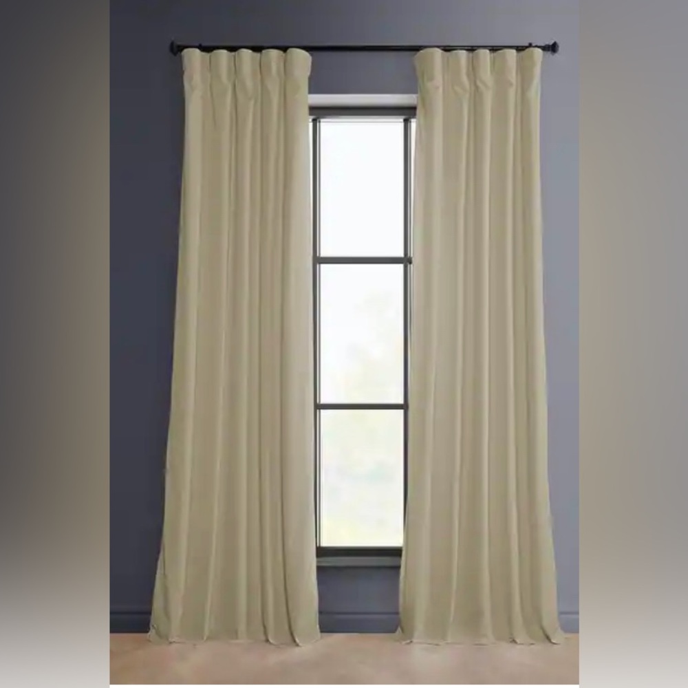 Cream Curtain Panel Pair — Elegant Pleated Window Drapes